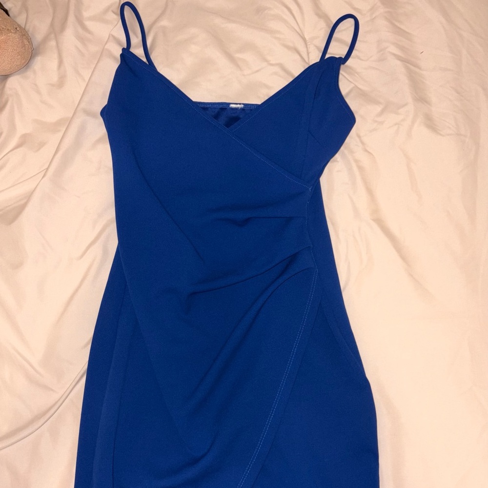 Elegant Blue Wrap Dress